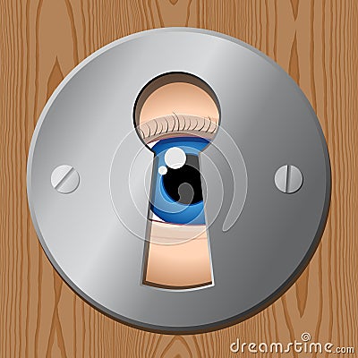 Eye looks through keyhole â€“ peeping Vector Illustration